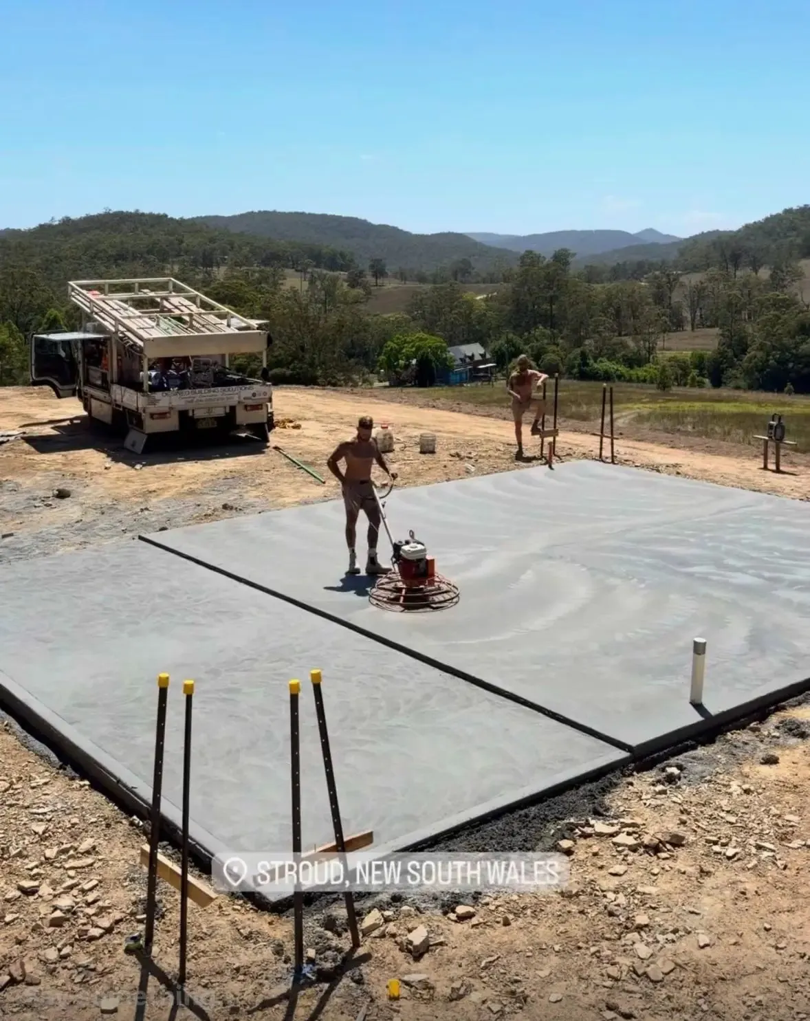 Concrete slab being prepared and formed up on a Central Coast site